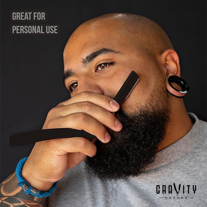 Professional Straight Razor - Ultra Exposed Straight Razor Kit with 10 Gravity Premium Blades, 2mm Exposed (The Reaper)