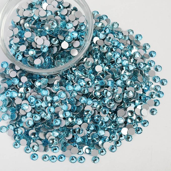Beadsland Flatback Rhinestones Bulk,14400pcs Red Rhinestones for Nails Crafts Clothes DIY Decoration, Aquamarine, SS10, 2.7-2.9mm