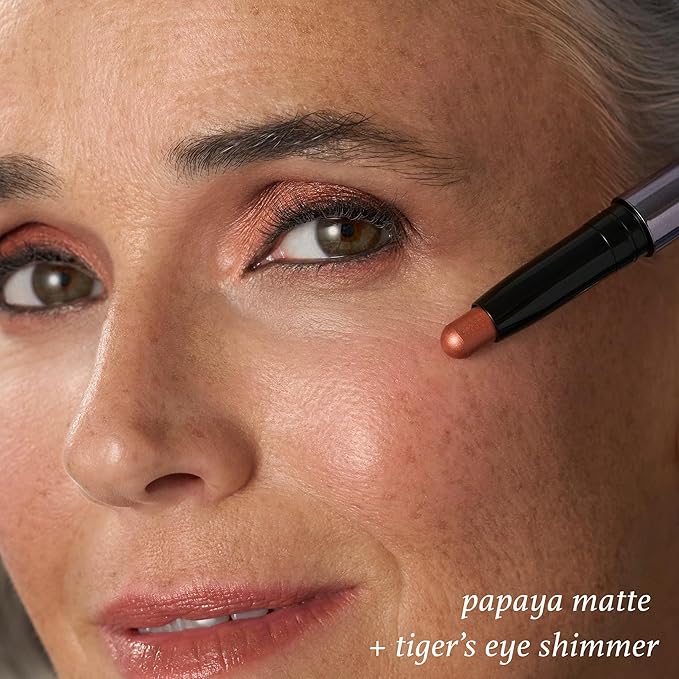 Julep Eyeshadow 101 Crème-to-Powder Waterproof Eyeshadow Stick Duo – Long-Lasting, Crease-Proof, Easy Apply with Built-in Smudger - Papaya Matte & Tigers Eye Shimmer