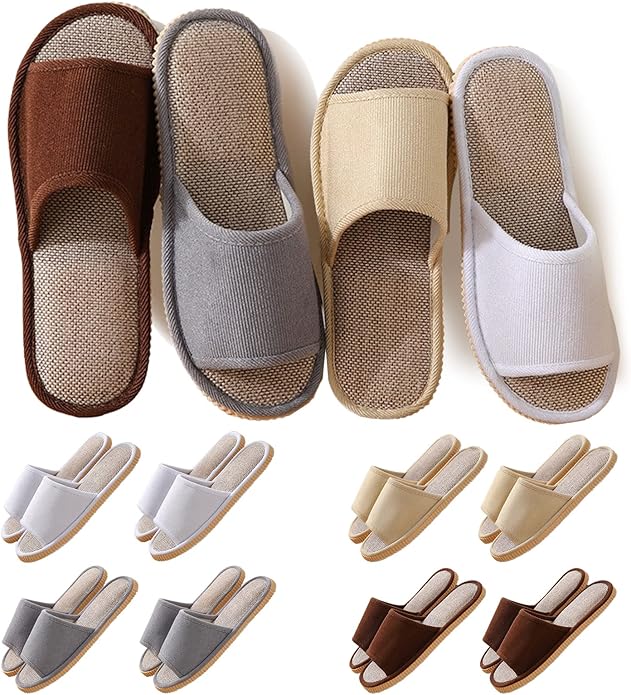 8 Pairs Disposable Slippers for Guests,House Slippers for Guests, Open Toe Indoor Slipper Comfortable Washable,Multi-Color Casual Spa Slipper for House,Hotel,Travel,Unisex Universal Size