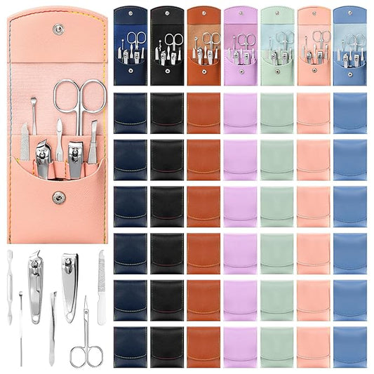70 Set Manicure Set Bulk Professional Nail Care Kit Nail Clippers Kit Stainless Steel Pedicure Set with Travel Case Multicolor Portable Grooming Kits Gifts for Men Women (7 in 1,3x3.9'')