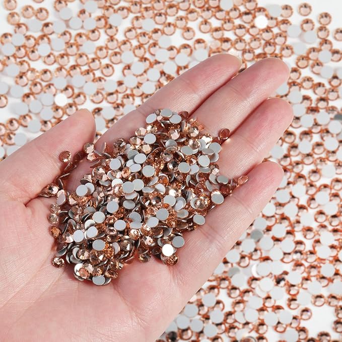 Beadsland Flatback Rhinestones Bulk,14400pcs Champagne Rhinestones for Nails Crafts Clothes DIY Decoration, Light Peach, SS10, 2.7-2.9mm