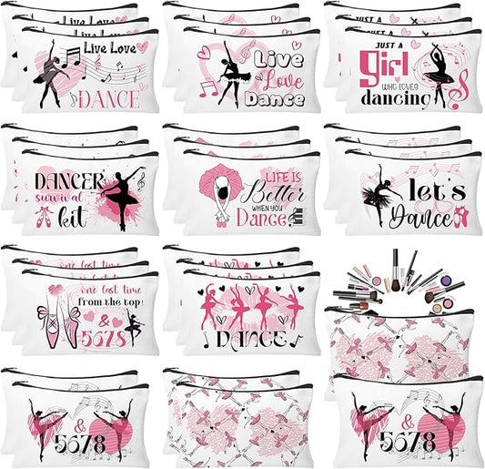 30pcs Dance Makeup Bag Dance Cosmetic Bags Dancer Gifts Survival Kit Pouch Travel Toiletry Bag Dance Team Gifts for Girls Women Dance Teacher Competition