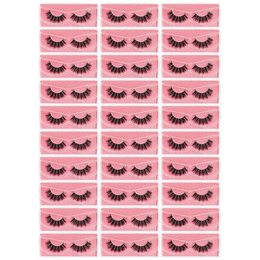 FARRED Wholesale Fluffy Dramatic Bulk Lashes 30 pairs Pack Individual Box 15mm Volume Faux Mink Eyelash Thick 8D Fake Lash Short Natural Look Eyelashes (F01-30 pairs)