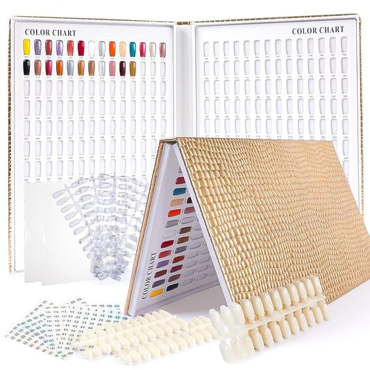 308 Colors Nail Swatches Book with 480 Nail Tips Nail Colors Book Professional Nail Display Chart Nail Gel Polish Practice Display Card Book for Nail Polish UV Gel,Nails Art Design