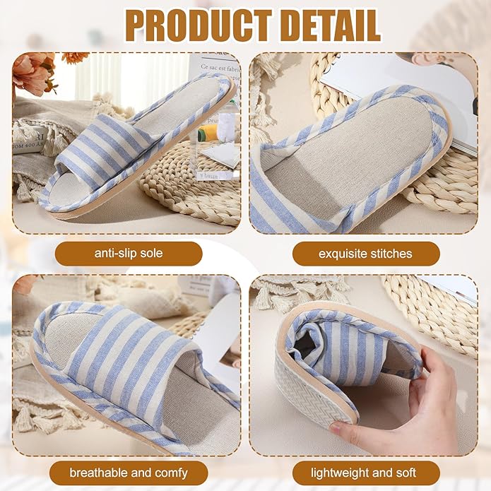 Suhine 12 Pairs House Slipper for Guests Open Toe Spa Slippers Non Slip Indoor Comfortable Breathable Home for Travel Guests Hotel Home Bedroom Unisex