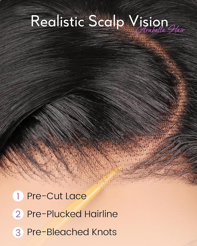 Arabella Hair 5x6 Ready to Go Glueless Wigs Human Hair 210% Density Bob Wig Human Hair Pre-Cut Lace Wigs Pre Bleached Tiny Knots Body Wave Lace Front Wig Human Hair (14inch, 5x6 Body Wave Bob)