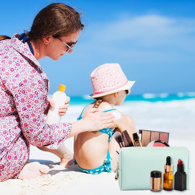 Sanwuta 9 Pcs Preppy Makeup Bag PU Leather Cosmetic Bag Makeup Pouch Plain Waterproof Toiletry Organizers for Traveling Preppy Travel Purse End of the Year Teacher Gifts Bulk(Vintage Colors)