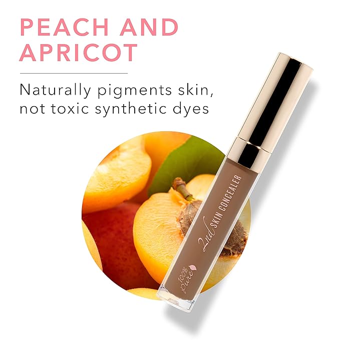 100% PURE 2nd Skin Concealer (Fruit Pigmented), Shade 7, Full Coverage, Lightweight, Liquid Concealer for Face, Under Eyes, Vegan Makeup (For Deep Skin w/Cool-Neutral Undertones) - 0.17 Fl Oz