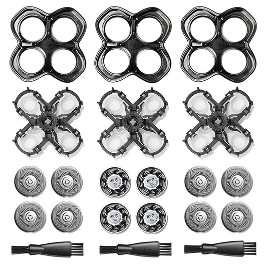 3Pack Pro 4 Shaver Replacement Heads for Pitbulls Gold PRO, Silver PRO, Platinum PRO, Butterfly Kiss PRO Head Shavers, Floating 4 Heads for a Fast, Close and Smooth Shave.