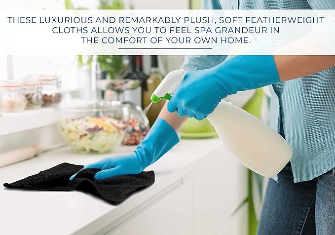 DAN RIVER 100% Cotton Washcloths 24 Pack Premium Quality Face and Body Cloth, Quick Dry Essential Towels for Bathroom, Hand, Kitchen & Cleaning, Baby Washcloths | 12X12 in | 400 GSM | Black