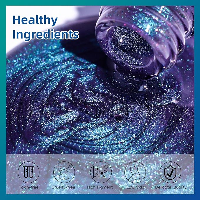 Clara Colors Cat Eye Gel Nail Polish Kit with UV Light, 12 Colors Upgraded 9D Magnetic Gel Nail Polish Galaxy Chameleon Effect Glitter Gel Nail Polish Kit with Magnet Stick Base Top Coat Tools