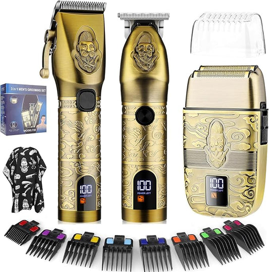 Suttik Professional Hair Clippers Trimmer Shaver Set for Men, Electric Razor Foil Shavers Combo Set of 3, Barber Kit Hair Cutting Kit, Gift for Men
