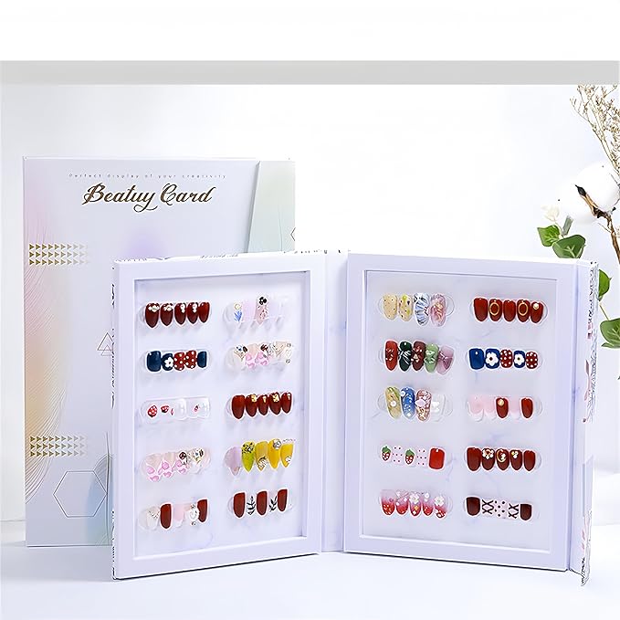 Acycoin2A Nail Color Display Book Detachable Magnetic Diy Nail Art Board for Handmade Press on Nails Show (A Style), 1 Count (Pack of 1)