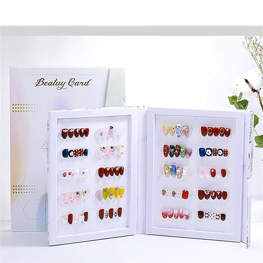 Acycoin2A Nail Color Display Book Detachable Magnetic Diy Nail Art Board for Handmade Press on Nails Show (A Style), 1 Count (Pack of 1)