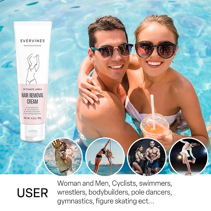 Hair Removal Cream for Women: Bikini Pubic & Intimate Areas Legs Arms Underarms - Fast Gentle Painless Depilatory with Scraper for Sensitive Skin at Home or Travel (4.2oz)