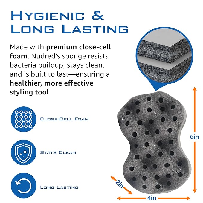 Hair Sponge for Black Men and Women, Hair Twisting Sponge, Barber Curling Care Tool, Brushes for Curling Afro Style Dreads, Curls, Coils & Twists, Curl Sponge Brush (Silver, Convoluted)