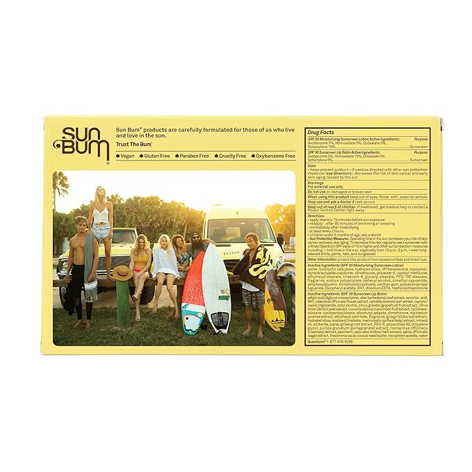 Sun Bum Premium Day Tripper - Travel-Sized Sun Care Pack with Sunscreen Lotion, Sunscreen Lip Balm and Hydrating Cool Down Lotion - Broad Spectrum UVA/UVB Protection