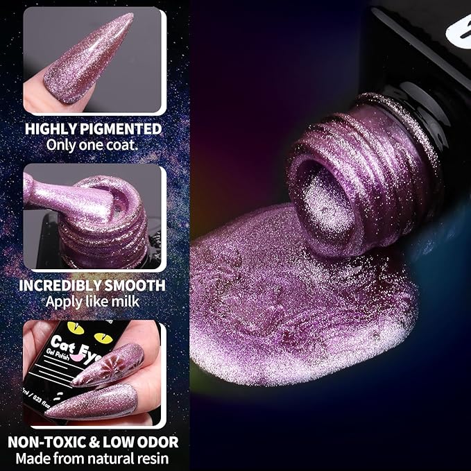 Clara Colors Magnetic Nail Polish - 20 Colors Cat Eye Gel Polish Kit Holographic Glitter Cat Eye Nail Polish with 4 Magnet, Black White Base Top Coat Gel Soak Off LED Manicure Salon DIY Art Gifts