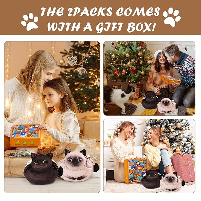 Drawstring Makeup Bag, Cat Makeup Bag, Travel Makeup Organizer, Cosmetic Pouch Bag, Cat Gift for Women, Lay Flat Makeup Bag Gifts for Cat Lovers(2-Pack)