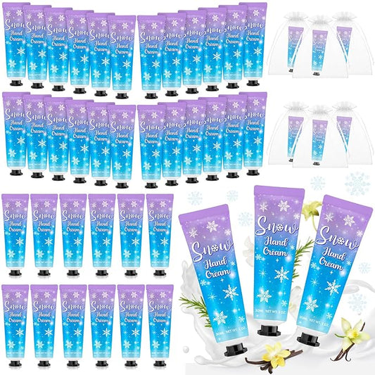 48 Sets Baby Shower Hand Cream Bulk Snowflakes Baby Shower Favors Bridal Thank You Hand Cream for Guests Travel Size Lotion with Organza Bags