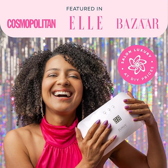 SUNUV SUN8 UV Light for Nails, UV LED Nail Lamp with 3 Timer Settings, Auto Sensor LCD Display Compatible with All Gel Polish Pink