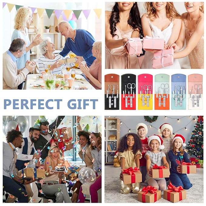 30 Set Manicure Kit Bulk Nail Clippers Kit 7 in 1 Mini Nail Clippers Stainless Steel Professional Nail Care Pedicure Kit with Travel Bag Grooming Kit for Valentine Women Men Home(Vivid Color,Cute)