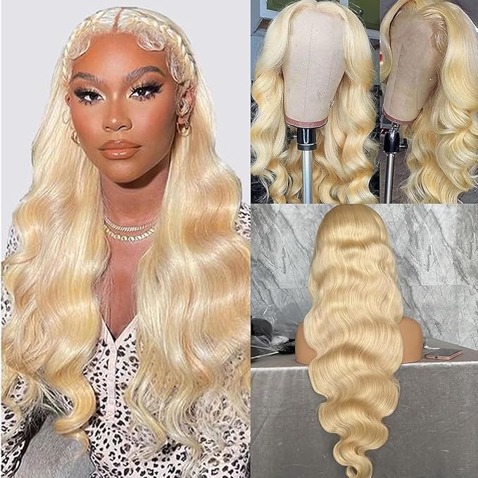 13x4 Blonde Lace Front Wigs Human Hair 613 Front Wig Human Hair 180% Density Body Wave Lace Front Wigs Human Hair Pre Plucked 24 inch 613 Frontal Wig Human Hair Glueless Wigs Human Hair