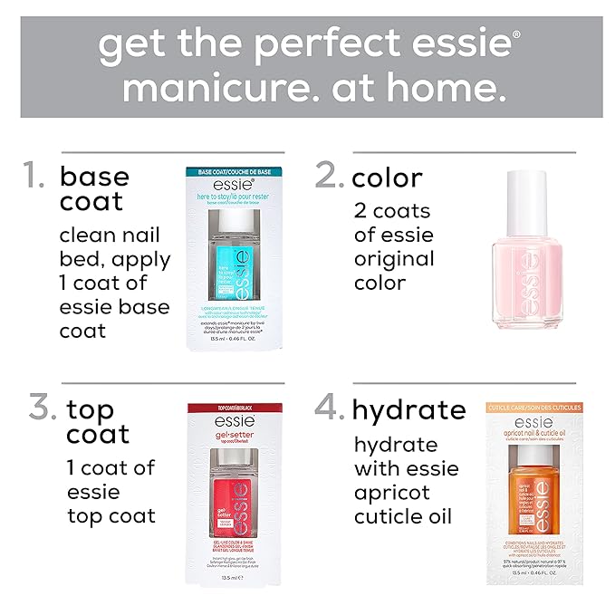 essie Gel Setter Nail Polish Kit, Aqua Blue Nail Polish + Top Coat, In-The-Cabana, 0.46 oz each
