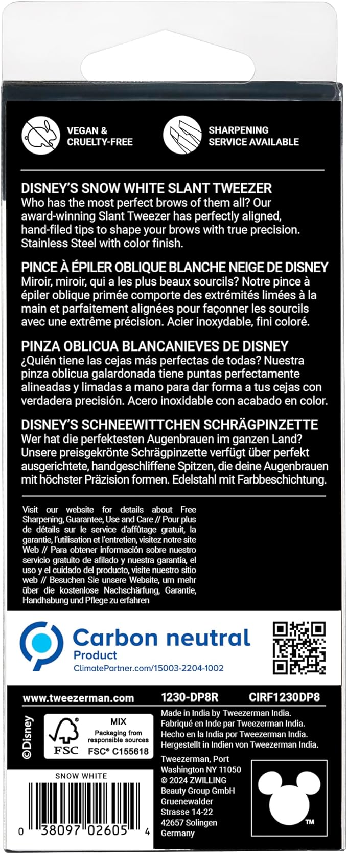 Tweezerman Snow White Slant Tweezer - Eyebrow Tweezers for Women and Men