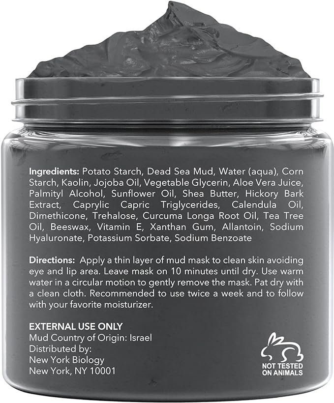 New York Biology Dead Sea Mud Mask for Face and Body Infused with Tea Tree - Spa Quality Pore Reducer for Acne, Blackheads and Oily Skin - Tightens Skin for A Healthier Complexion - 8.8 oz