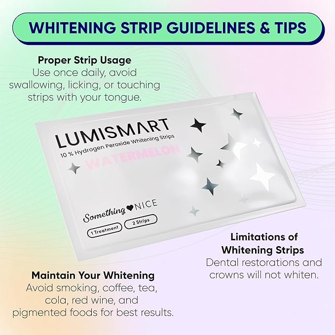 Something Nice Lumismart Whitening Strips - Dentist-Designed, Enamel Safe, up to 42 Treatments with Smart Adjust - Teeth Whitening Strips in Watermelon for Sensitive Teeth