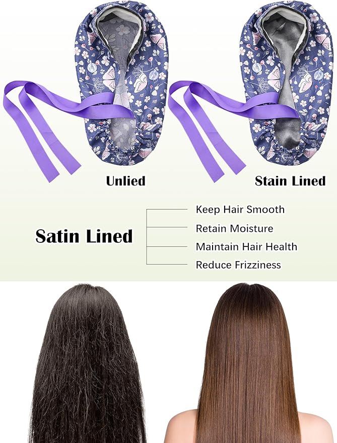 6 Pcs Satin Lined Scrub Caps Women Nurse Surgical Hat with Buttons Ponytail Working Adjustable Pouch Tie Back