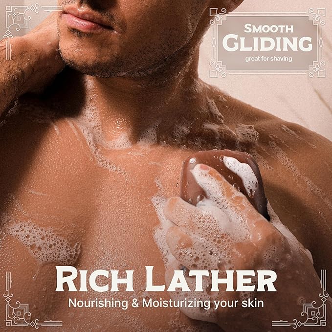 Body Wash Castile Soap Bar for Sensitive Skin – Long Lasting Natural Bar Soap for Men w/Olive Oil and Cocoa Butter - Vegan Tobacco Vanilla Scented by Carolina Castile, 5 oz Each