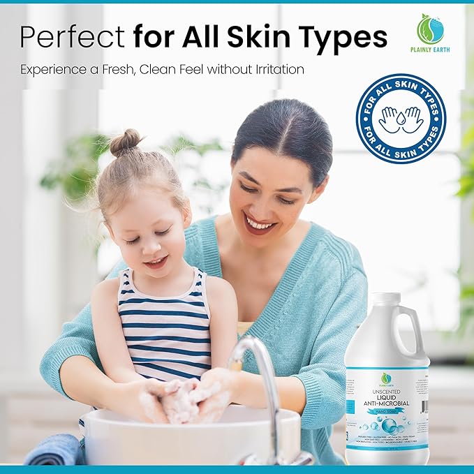 AntiMicrobial Hand Soap - Antibacterial Hand Soap Moisturizing - Liquid Hand Soap Refill Antibacterial Gallon - Moisturizing Hand Soap Antibacterial - Gentle Hand Soap - Unscented, 64 oz