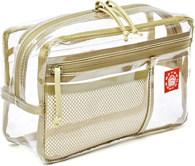 Rough Enough Clear Toiletry Bag for Traveling Women Travel Size Toiletries Makeup Cosmetic Organizer Large Stiff