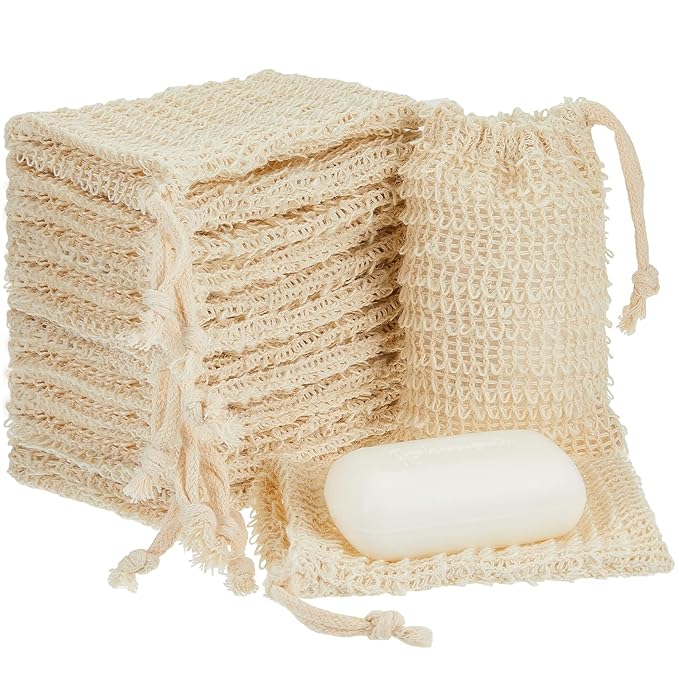Cunhill Exfoliating Pouch Sisal Soap Saver Bag with Drawstring Mesh Foaming and Drying Soap Holder for Bath and Shower (100 Pieces)