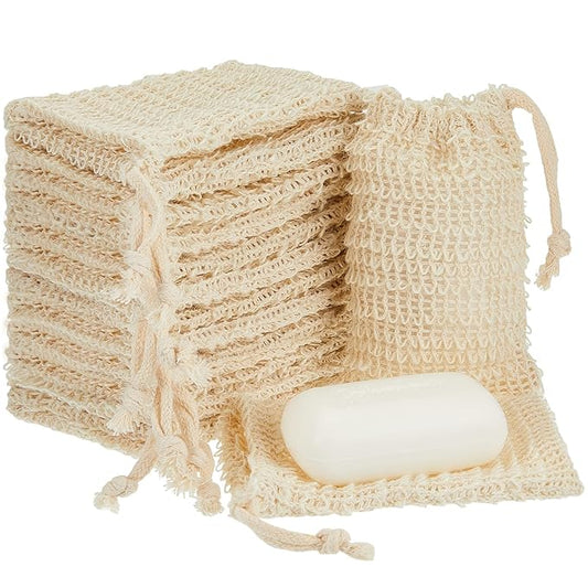 Cunhill Exfoliating Pouch Sisal Soap Saver Bag with Drawstring Mesh Foaming and Drying Soap Holder for Bath and Shower (100 Pieces)