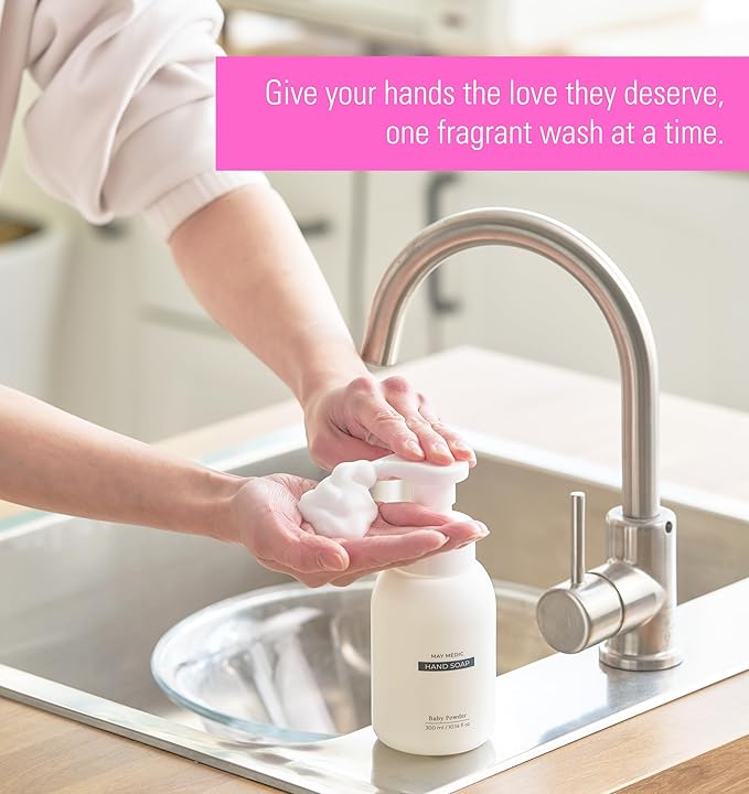 Baby Powder Double Scented Foaming Hand Soap, Moisturizing Foam with Fig and Pomegranate Extract, Vegan Wash for Bathroom and Kitchen, 10.14 fl oz (No Box)