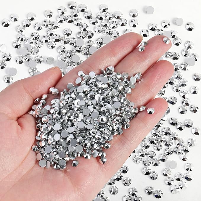 Beadsland Flatback Rhinestones Bulk, 2880pcs Silver Rhinestones for Nails Crafts Clothes DIY Decoration, Silver Hematite, SS30, 6.3-6.5mm
