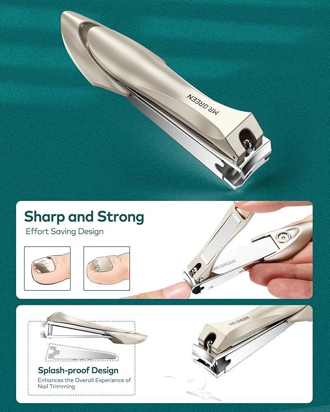 MR.GREEN Manicure Set, German Stainless Nail Clippers Set Anti Splash, Heavy Duty Fingernail& Toenail Clipper for Men& Women, Professional Personal Care Tools with Exquisite Travel Case