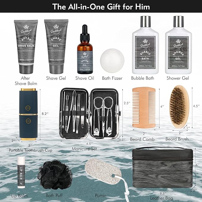 Grooming Kit for Men, Mens Gifts Skin Care Set, Beard Kit Skin Care for Men, Gifts for Boyfriend, Bubble Skincare Set, Anniversary Gifts for Men, Dad