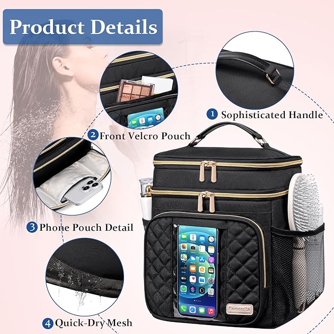 Large Toiletry Bag for Women Men,Waterproof Portable Shower Caddy for College Dorm,Bathroom Bag, Quick Dry Shower Bag Hanging Toiletry Bags for For Full Sized Toiletries And Cosmetics