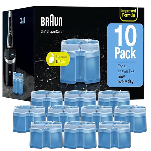 Braun Clean & Renew Refill Cartridges CCR, Replacement Shaver Cleaner Solution for Clean&Charge Cleaning System, Pack of 10