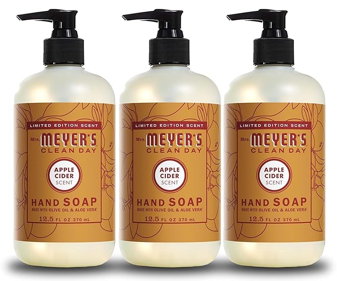 MRS. MEYER'S CLEAN DAY Hand Soap, Apple Cider, Made with Essential Oils, 12.5 oz - Pack of 3