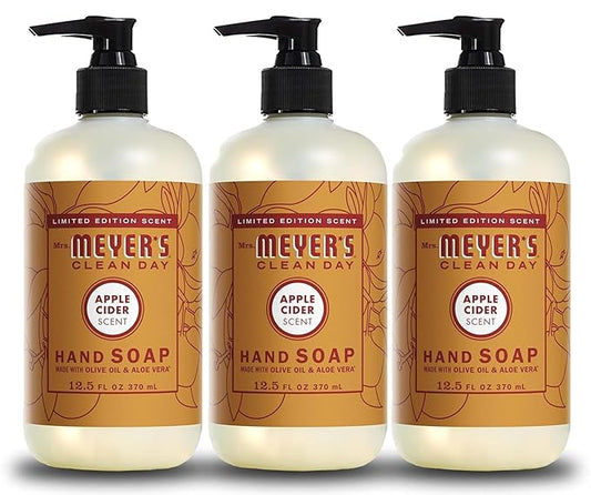 MRS. MEYER'S CLEAN DAY Hand Soap, Apple Cider, Made with Essential Oils, 12.5 oz - Pack of 3