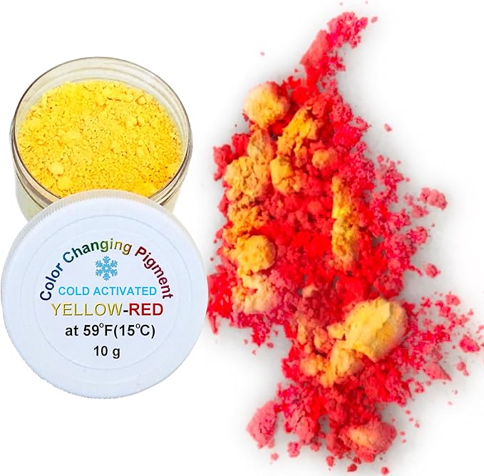 Temperature Activated Thermochromic Color Changing Pigment Perfect for Color Changing Slime (Yellow-Red 59F/15C)