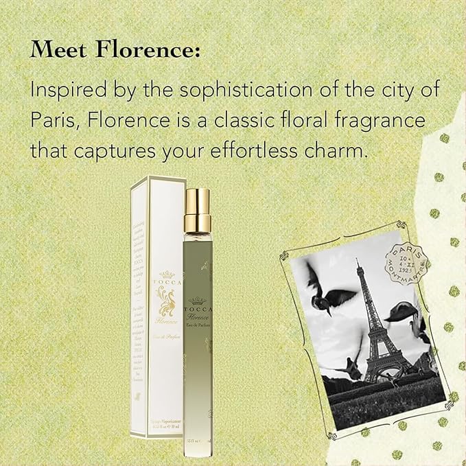 Tocca Florence Women's Perfume Travel Spray, 0.34 oz (10 ml) - Classic Floral, Bergamot, Pear, Gardenia Fragrance