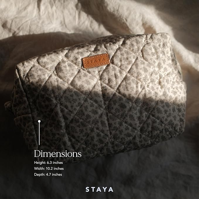 Staya Quilted Toiletry Pouch - Compact, Versatile, and Stylish Bag for All Your Essentials (Sweet Pea)