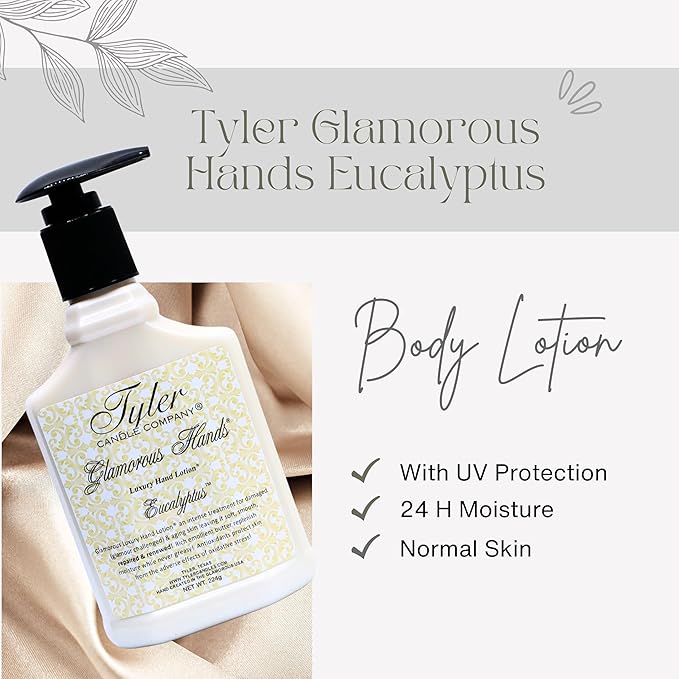 Worldwide Nutrition Bundle: Tyler Eucalyptus Glamorous Hand Wash and Hand Lotion Gift Set - 2 Pack, 8 Oz Scented Pump Bottles for Luxury Skin Care and Multi-Purpose Key Chain